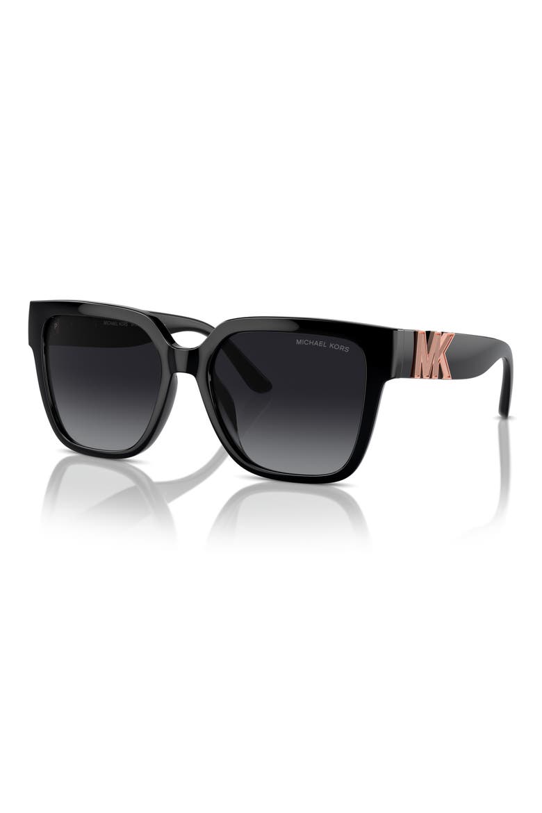 Karlie 54mm Polarized Square Sunglasses, Alternate, color, BLACK / GREY GRADIENT POLAR