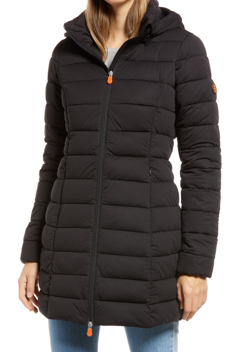 Emilia Recycled Coat with Detachable Hood, Alternate, color, BLACK