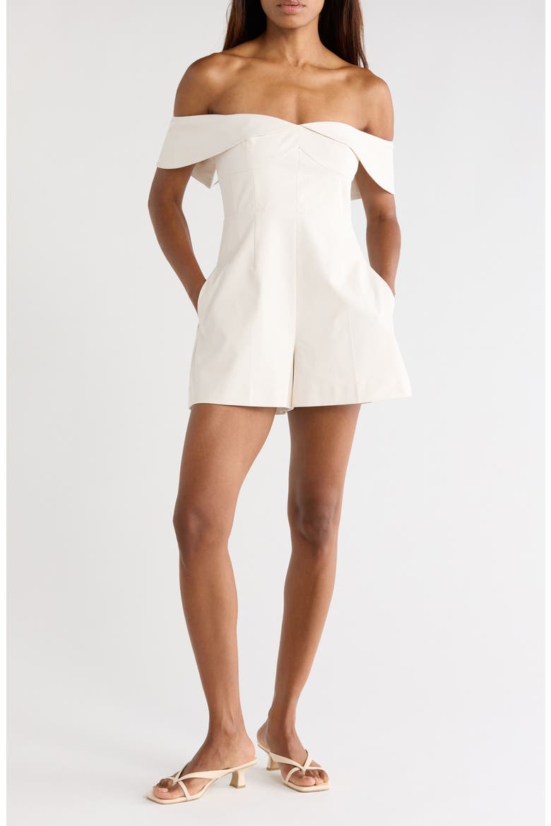 Refined Sateen Romper, Main, color, SNOW