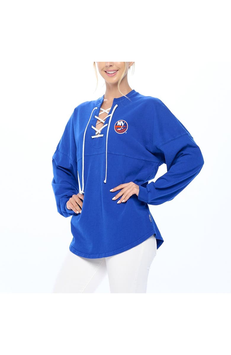 FANATICS Women's Fanatics Branded Royal New York Islanders Spirit Lace-Up V-Neck Long Sleeve Jersey T-Shirt, Alternate, color, Royal