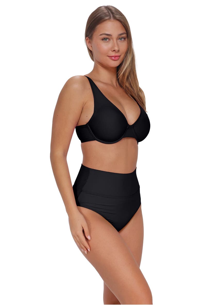 Sunsets Arlene High Waist Bikini Swim Bottoms with Tummy Control, Alternate, color, Black