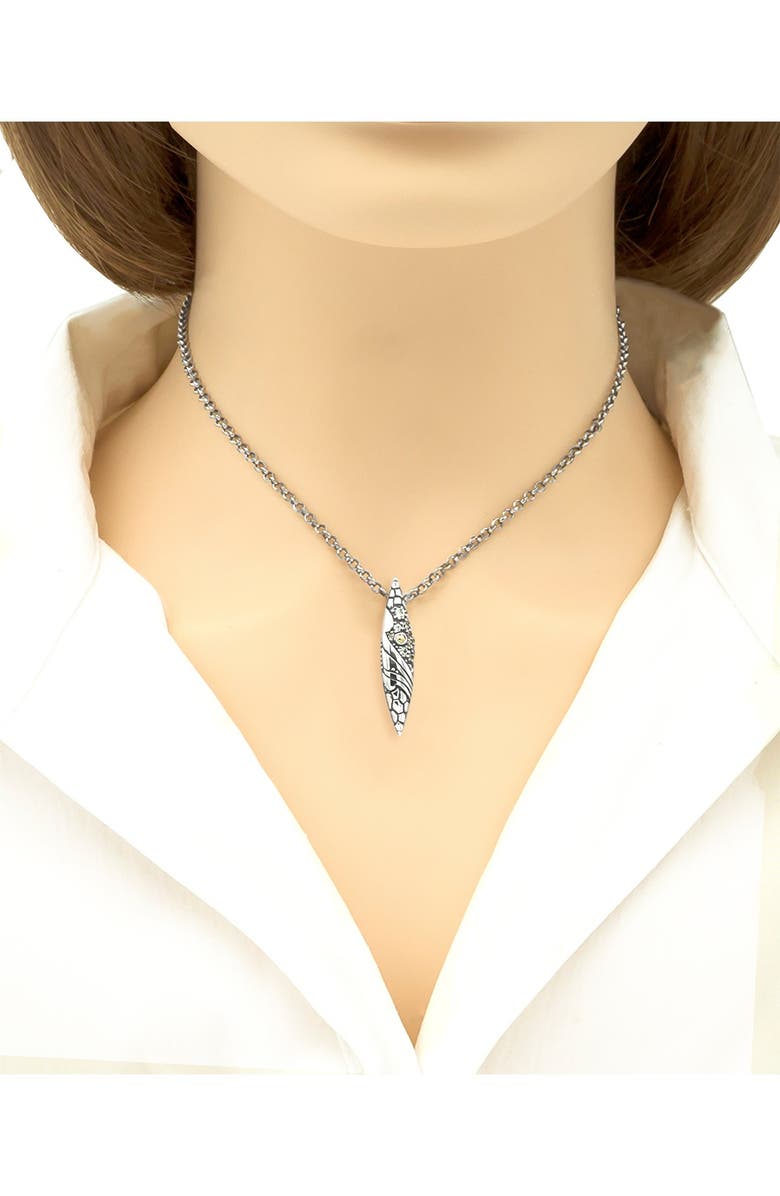 DEVATA Sterling Silver Bali Filigree Hidden Bail Black Spinel Pendant Necklace, Alternate, color,