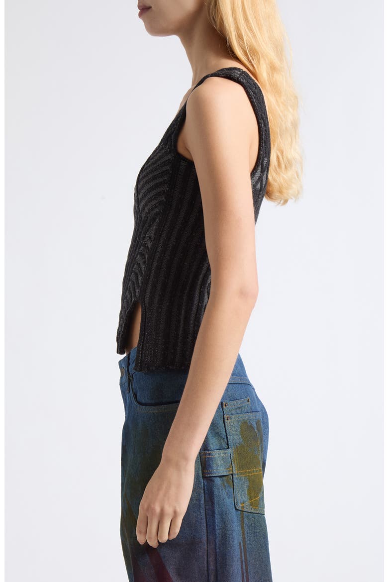 Warrior Corset Mixed Stitch Merino Wool Sweater Tank, Alternate, color, BLACK