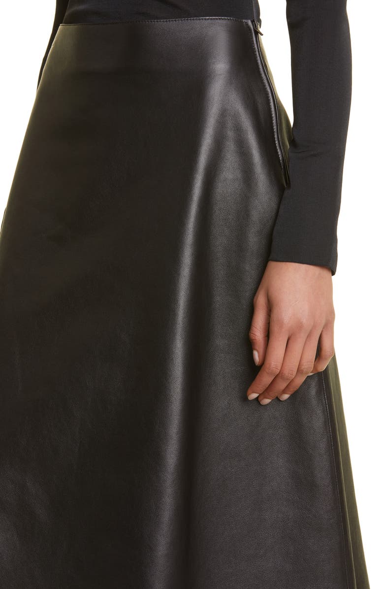 Balenciaga A-Line Lambskin Leather Skirt, Alternate, color, 