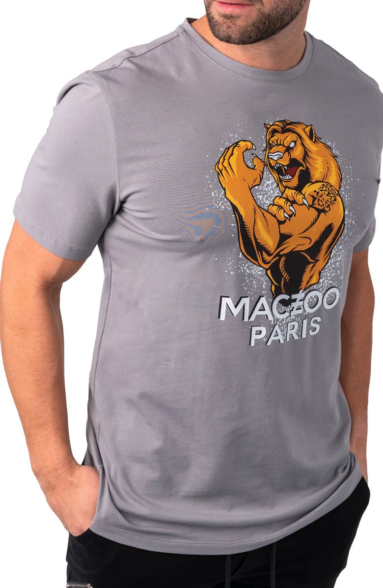 Maceoo Power Lion Logo Graphic Tee, Alternate, color, Grey