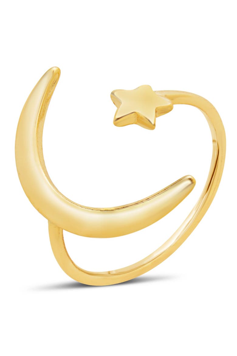 14K Gold Vermeil Crescent Moon Open Ring, Alternate, color, GOLD