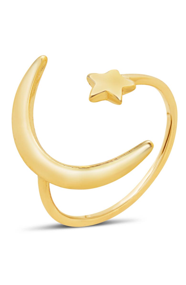 Sterling Forever 14K Gold Vermeil Crescent Moon Open Ring, Alternate, color, Gold
