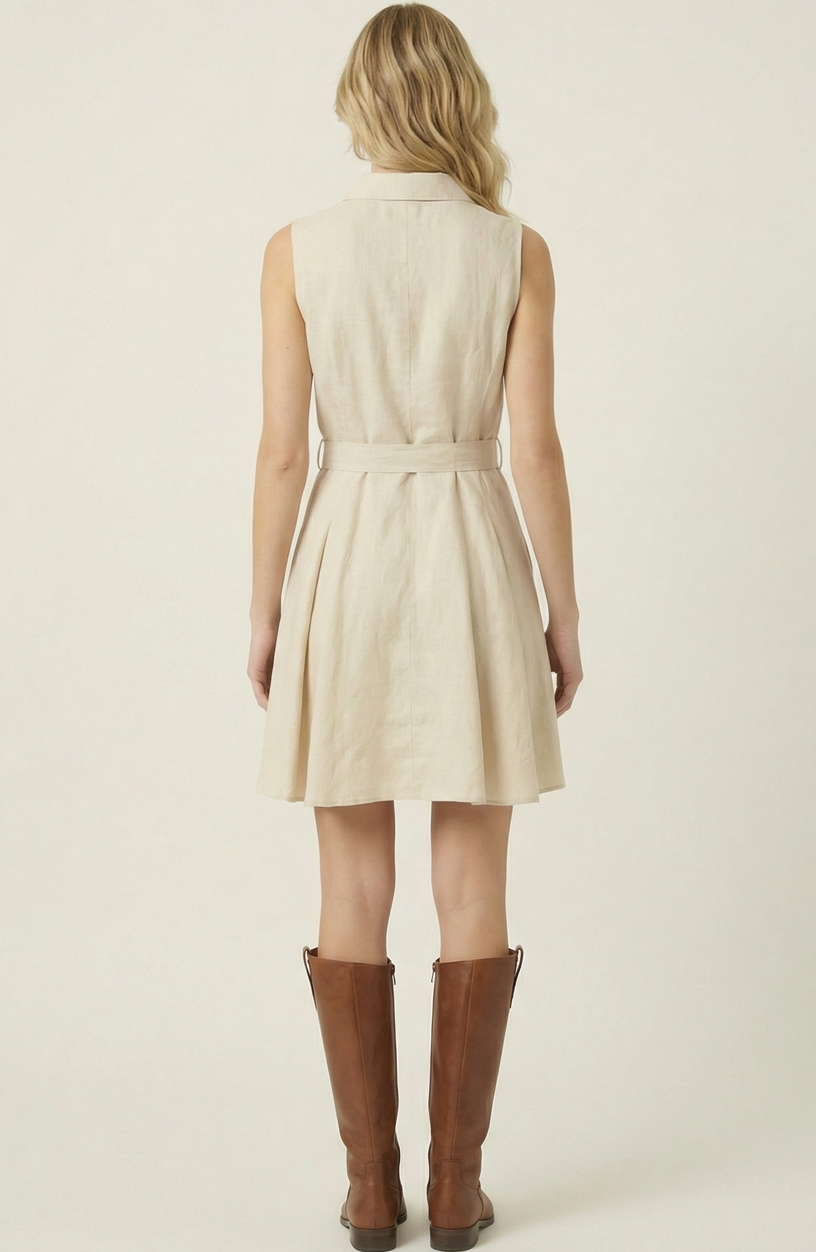 Sleeveless Fit-and-Flare Button-Front Dress - image 2