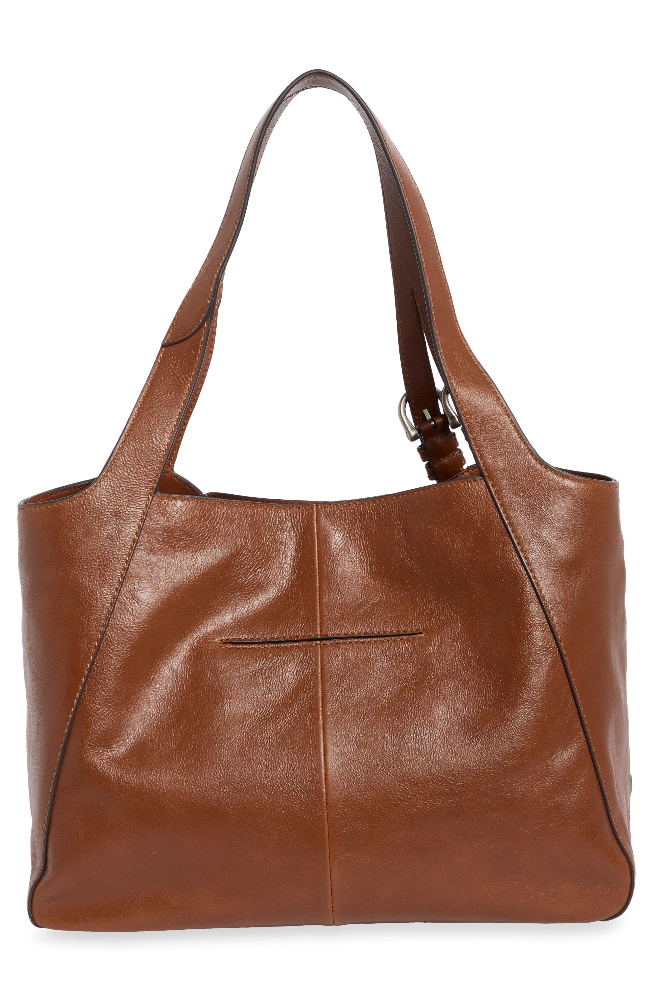 Heather Leather Tote Bag, Alternate, color, COGNAC