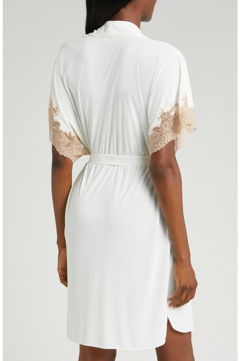 Thalia Lace Appliqué Short Sleeve Robe, Alternate, color, IVORY
