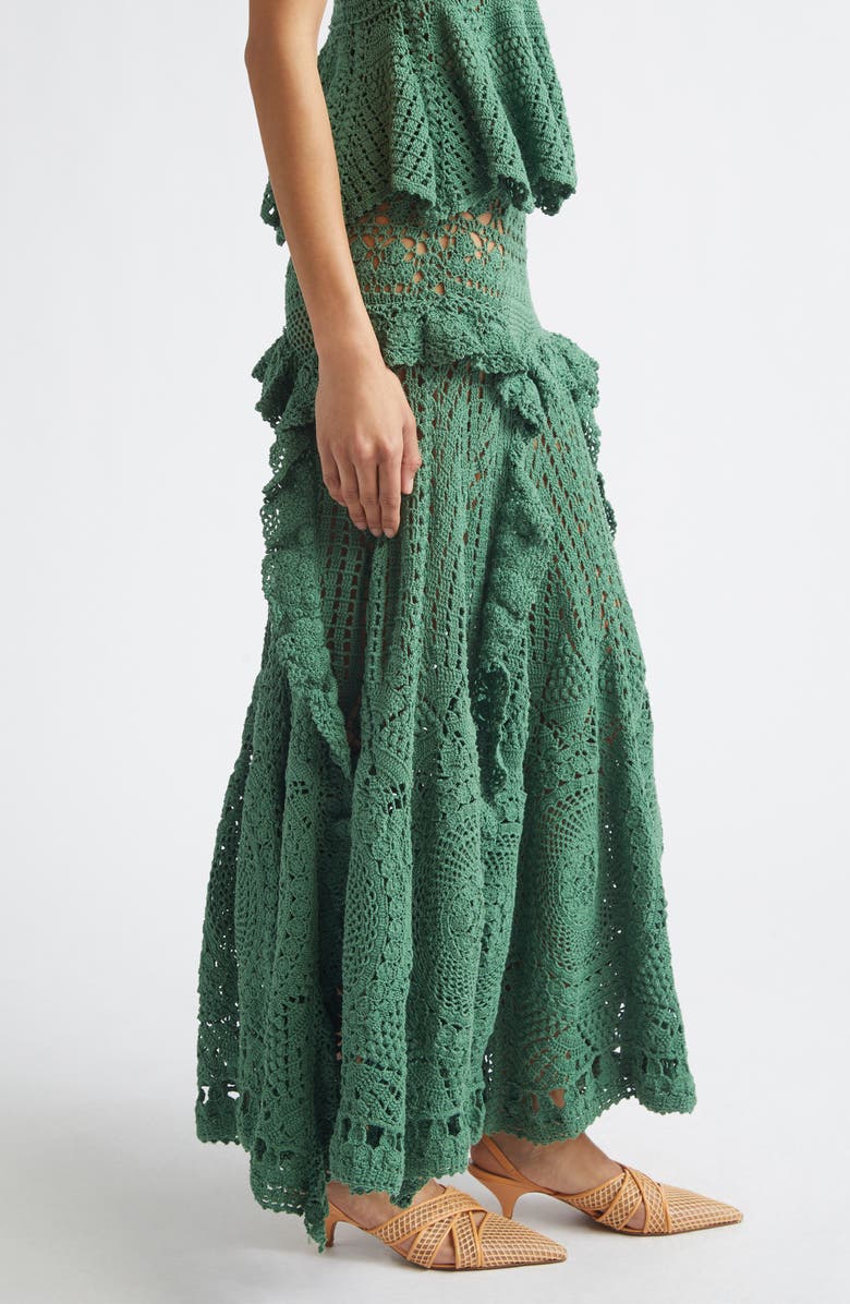 Ulla Johnson Floretta Crochet Maxi Skirt, Alternate, color, Sea Glass