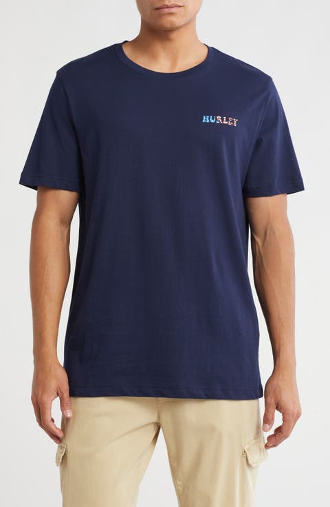 Shred, White & Blue Cotton Graphic T-Shirt