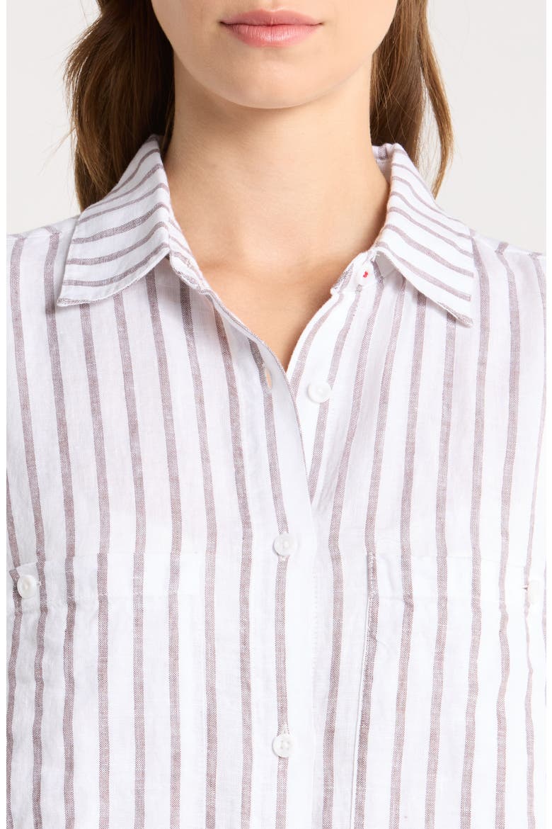 Getaway Stripe Linen Minidress Cover-Up, Alternate, color, CLASSIC STRIPE STORMY COCONUT