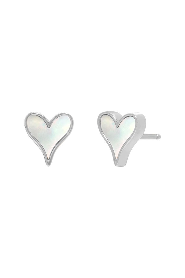 LoveLock Sterling Silver & Mother-of-Pearl Earrings, Main, color, STERLING SILVER