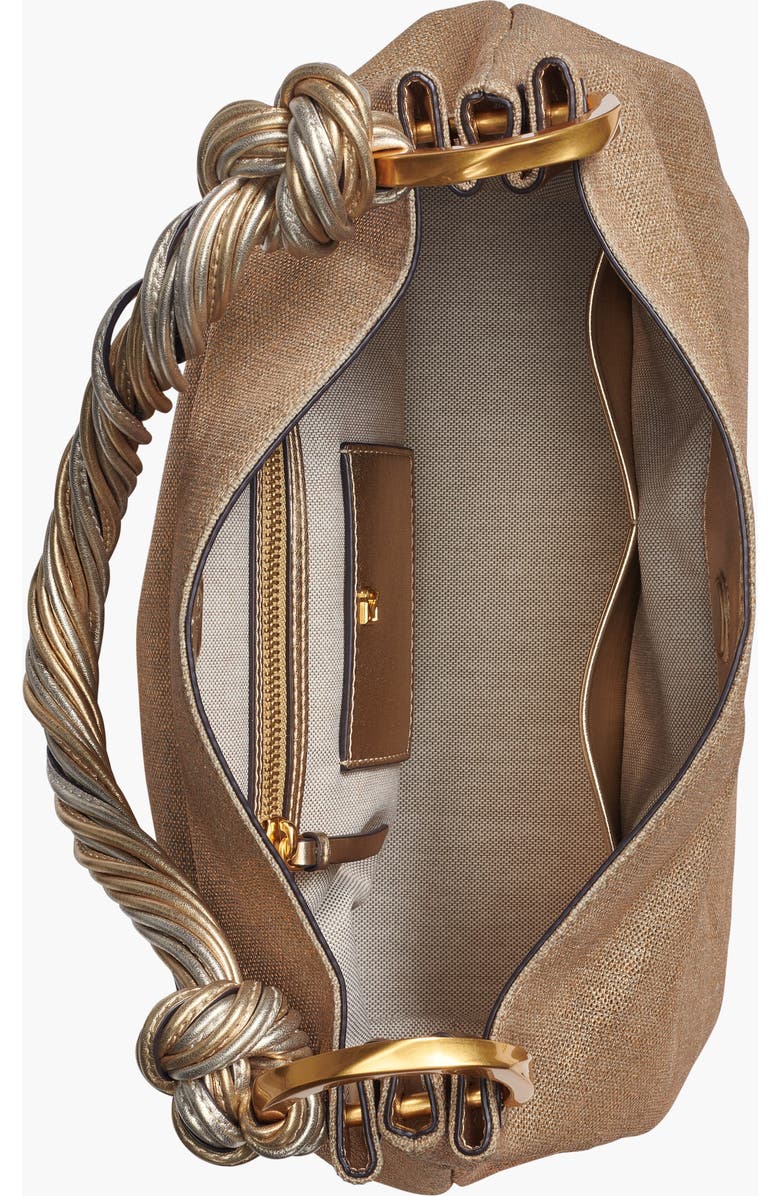 Donna Karan New York Glenwood Small Metallic Canvas Shoulder Bag, Alternate, color, Gold
