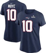 Nike Women's Nike Drake Maye Navy New England Patriots Super Bowl LX Patch Name & Number T-Shirt