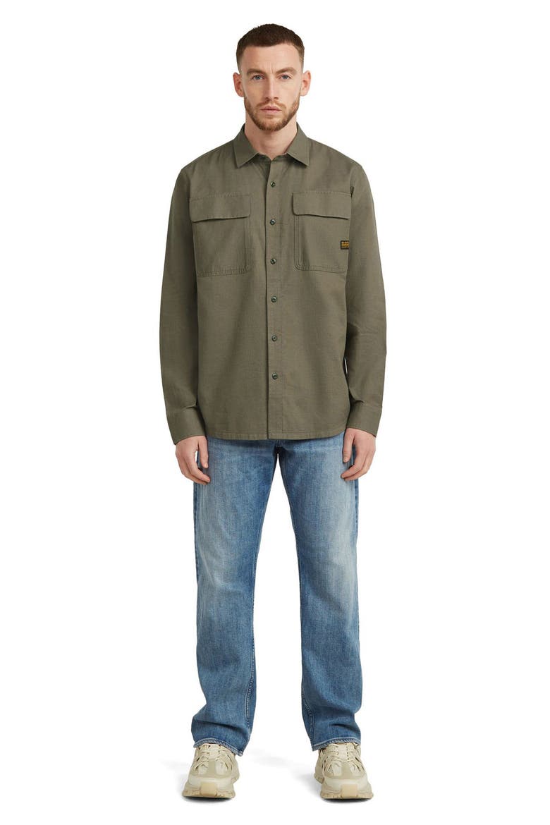 CPO Regular Fit Cotton & Linen Button-Up Shirt, Alternate, color, TURF