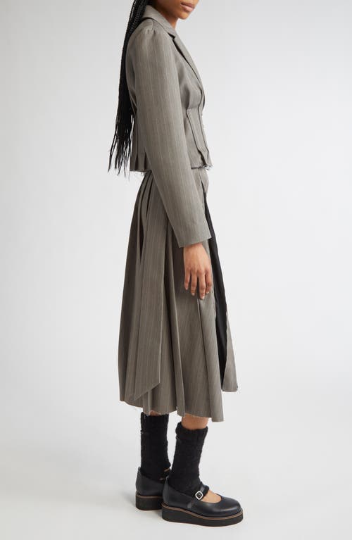 Meruert Tolegen Pleated Pinstripe Cutoff Suiting Jacket In Gray