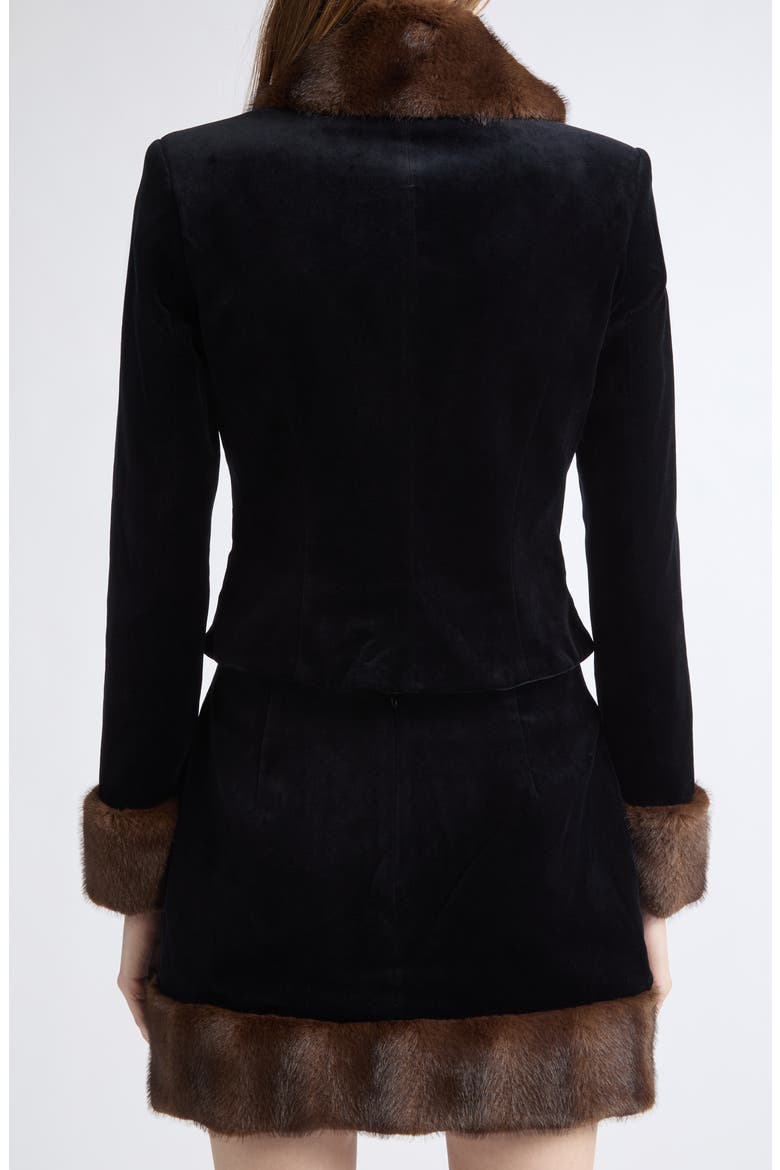 Antoinette Faux Fur Collar Jacket, Alternate, color, BLACK
