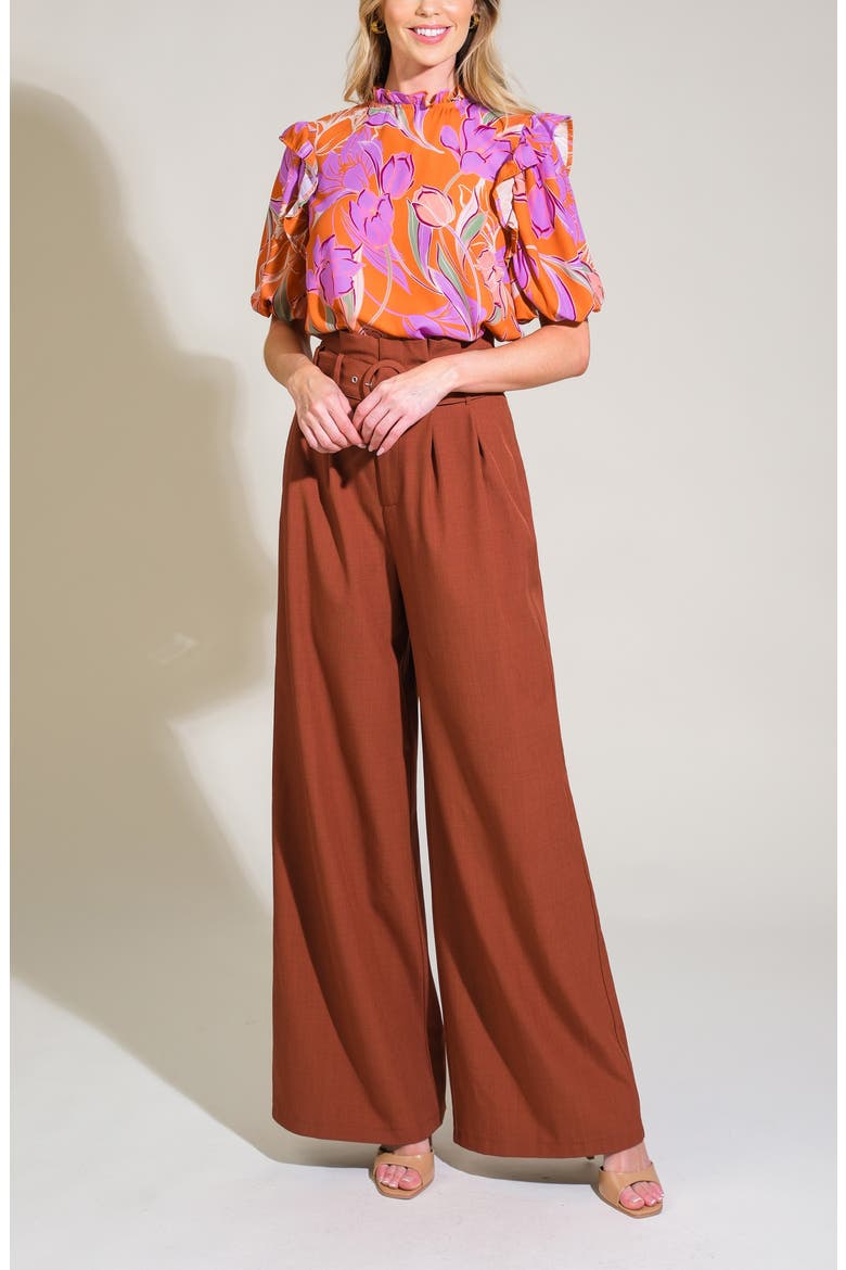 Floral Print Top, Alternate, color, RUST