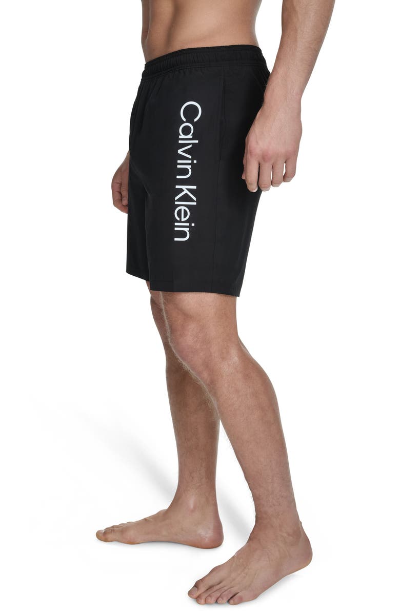 Calvin Klein Solid Stretch Volley Swim Shorts, Alternate, color, Black