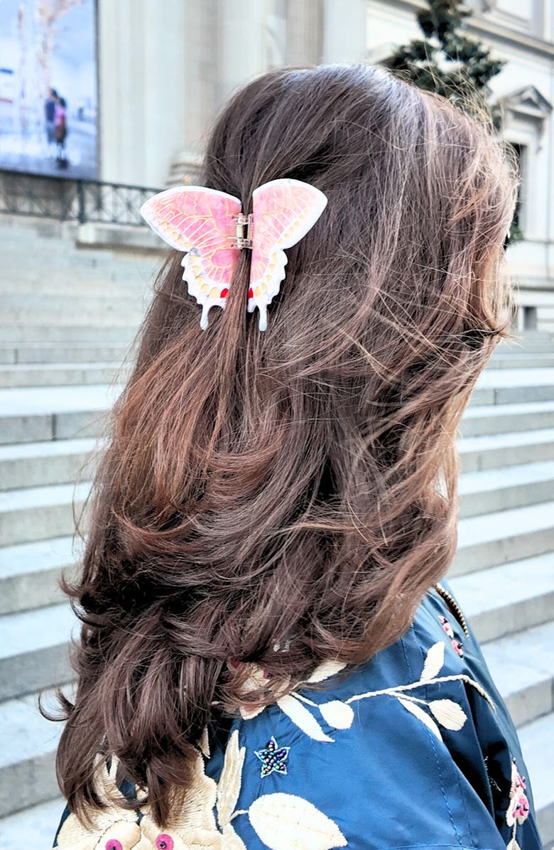 Solar Eclipse Swallowtail Butterfly Hair Clip, Alternate, color, Pink