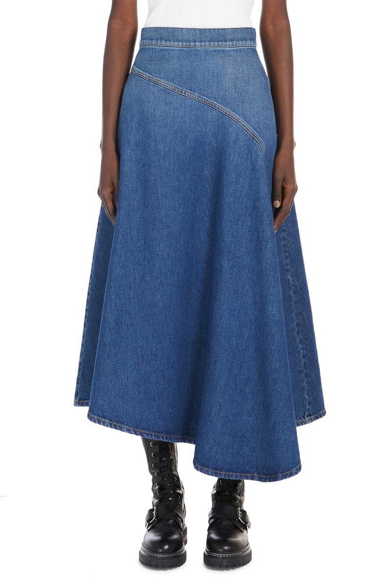 Weekend Max Mara Luana Asymmetric Denim Midi Skirt, Main, color,