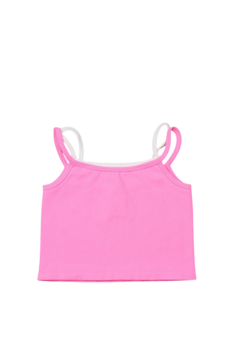 Double Layer Crop Ribbed Cami w/ Snaps, Alternate, color, Malibu Pink