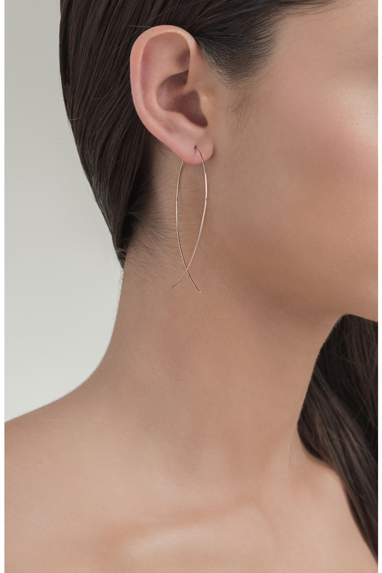 14K Gold Large Upside Down Hoop Earrings, Alternate, color, YELLOW GOLD