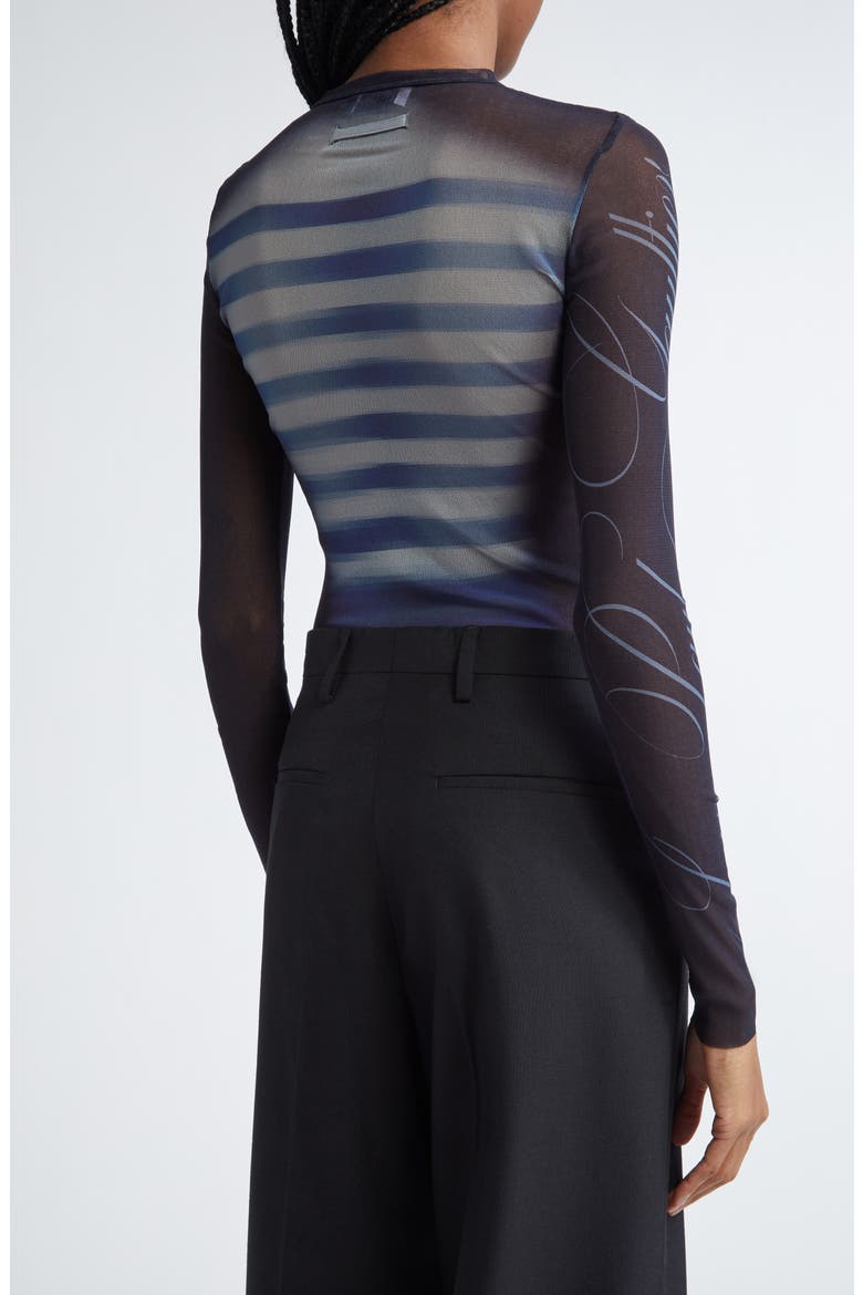 Le Mâle Print Tulle Top, Alternate, color, NAVY/ LIGHT BLUE/ WHITE