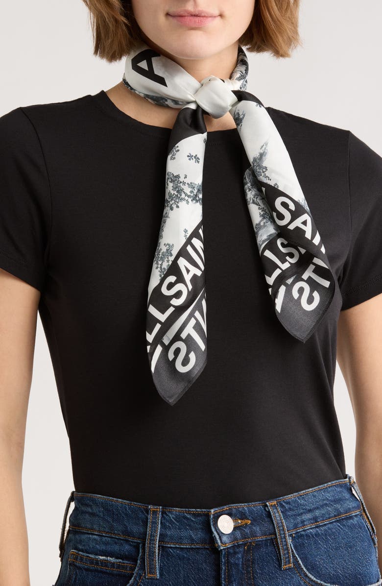 AllSaints Maria Silk Square Scarf, Main, color, White