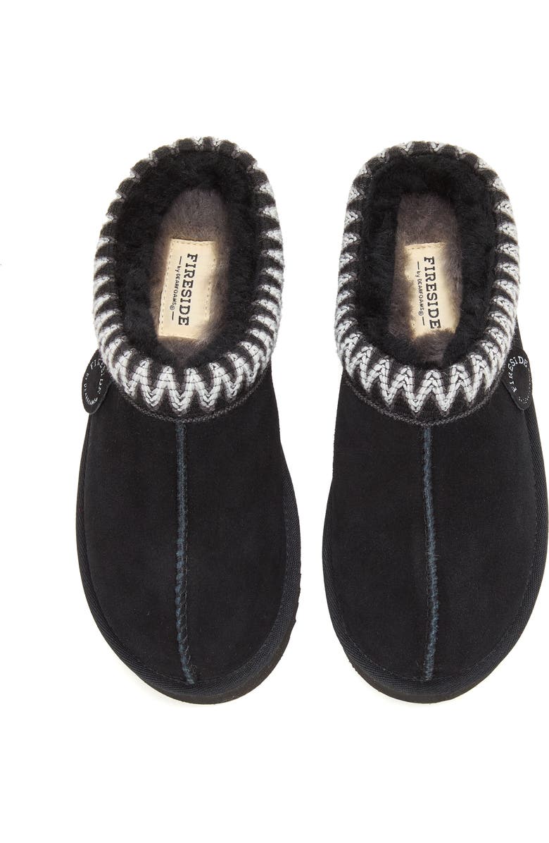DEARFOAMS Fireside Queenstown Genuine Shearling Clog With Embroidery, Alternate, color, Black
