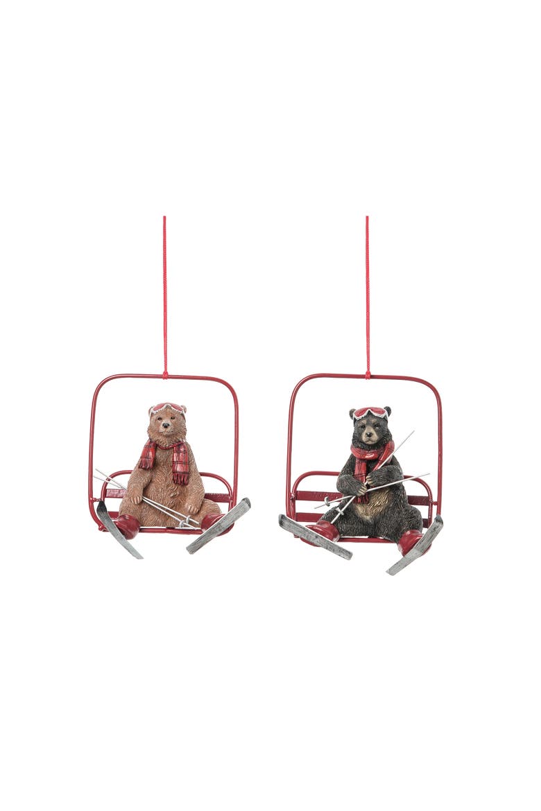 Bear Ski Lift Ornaments, A/2, Main, color, brown