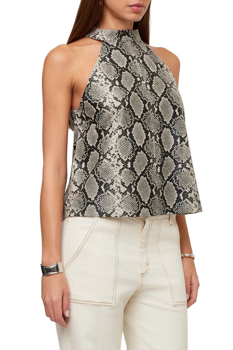 Alexis Faux Leather Halter Top, Alternate, color, PRINT
