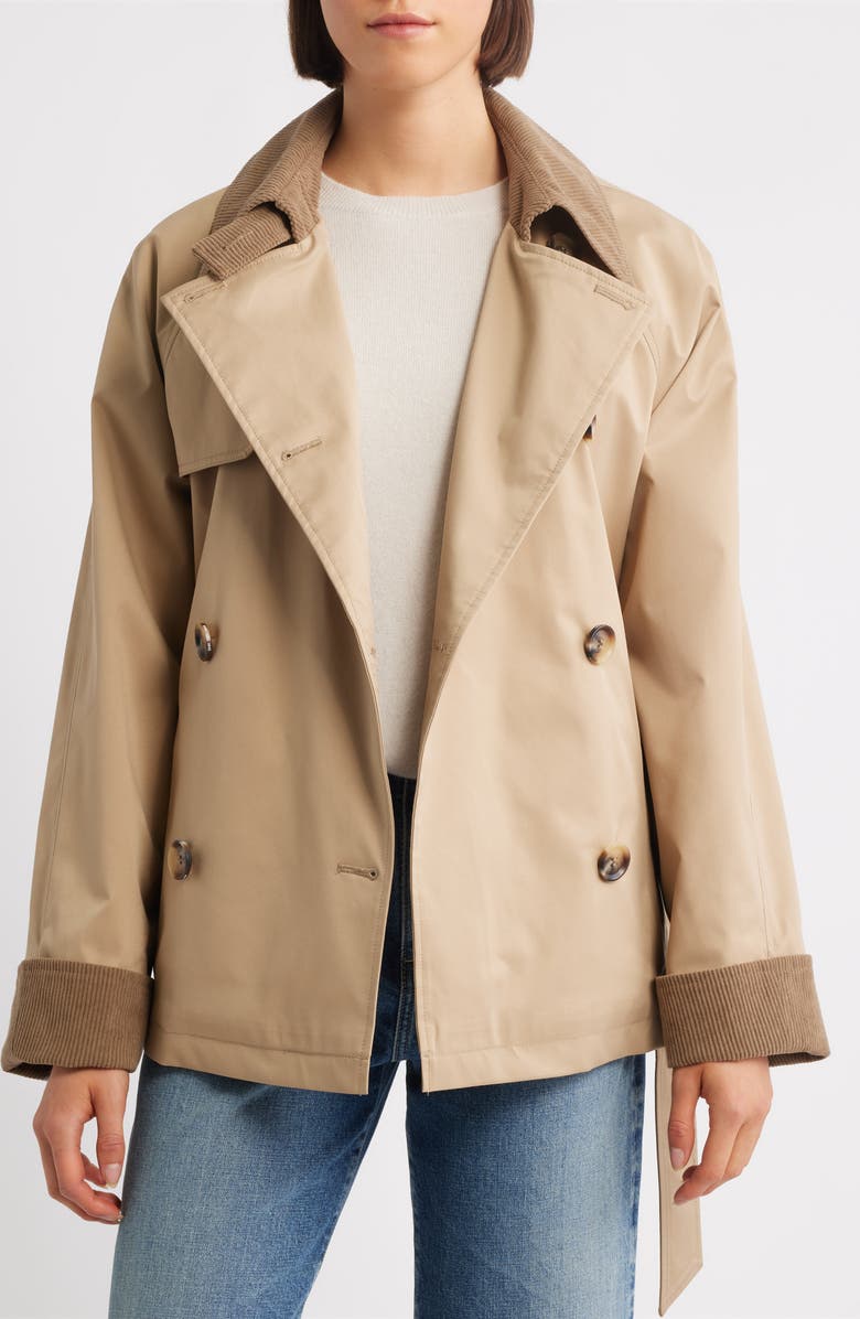 Sam Edelman Short Trench Coat, Alternate, color, Sand