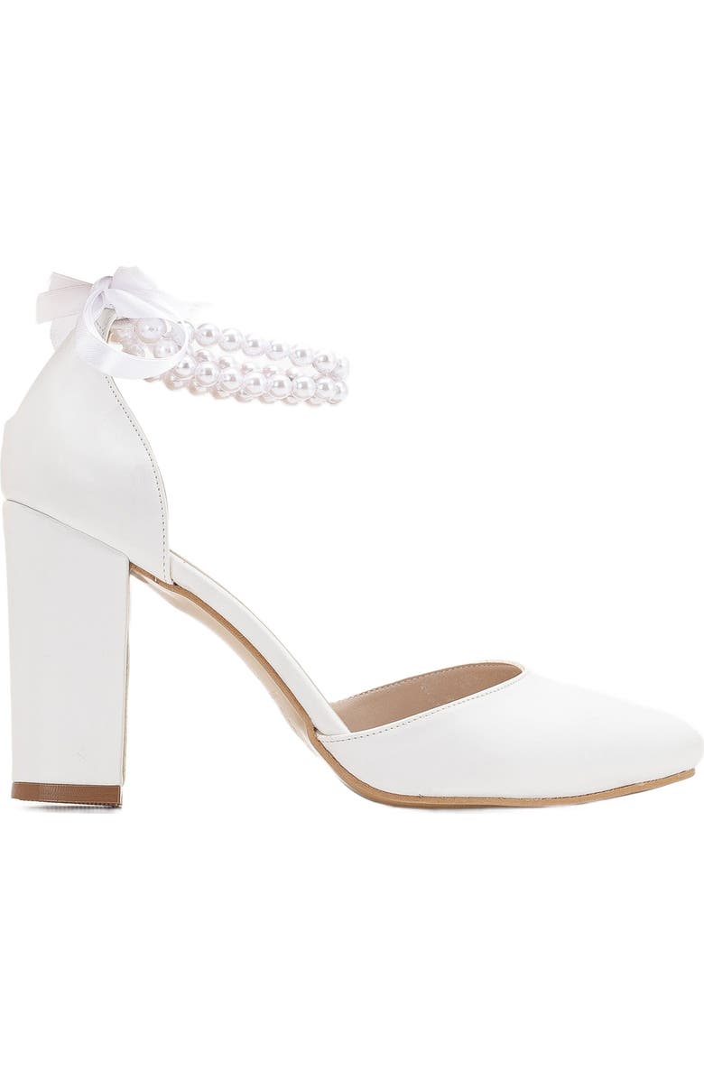 Forever & Always Shoes Denise Wedding Heels with Pearls, Main, color, White