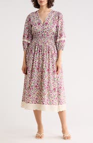Maisie Floral Smocked Waist Midi Dress