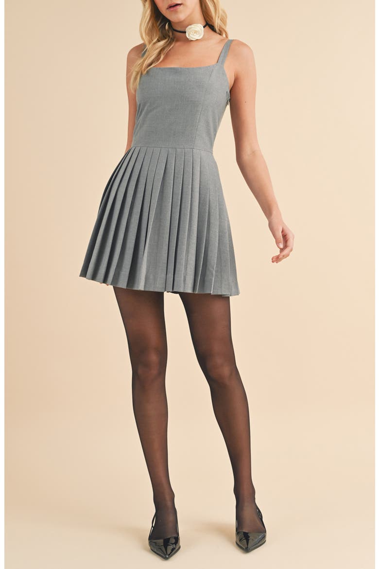 Accordion Pleat Skater Dress, Main, color, HEATHER GREY