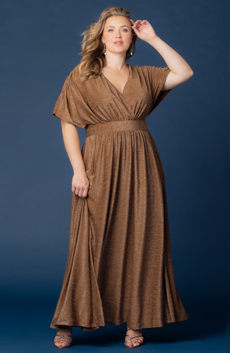 Kiyonna Geneva Metallic Gown, Alternate, color, Mocha Sparkle