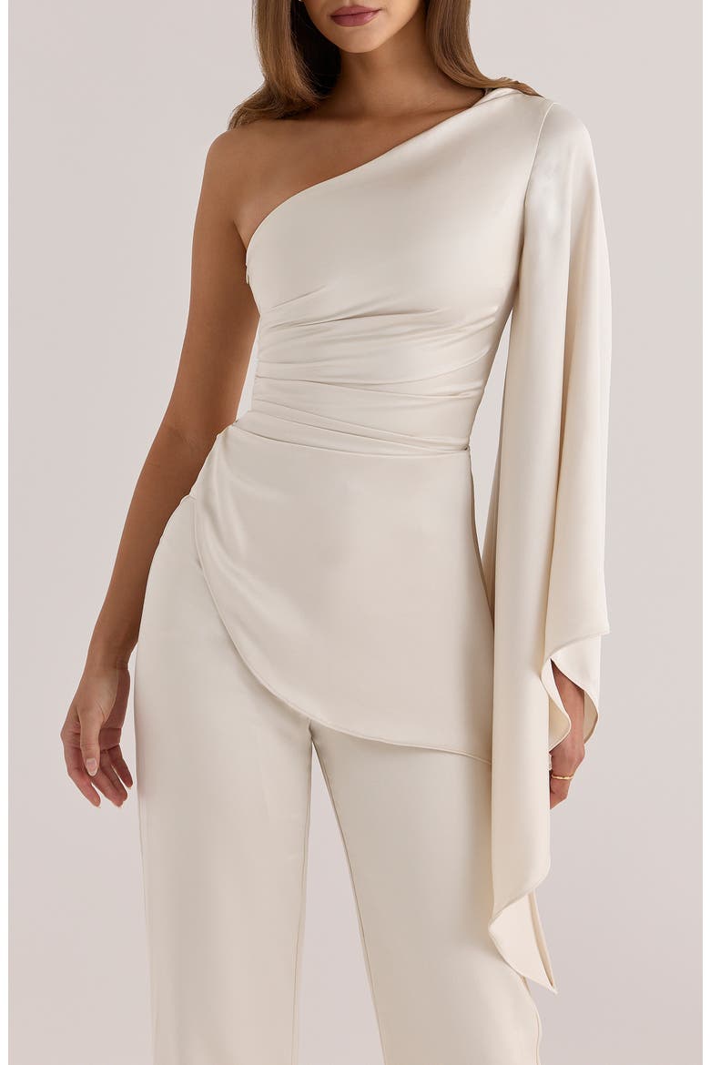 Nicolette Satin One Sleeve Top, Main, color, IVORY