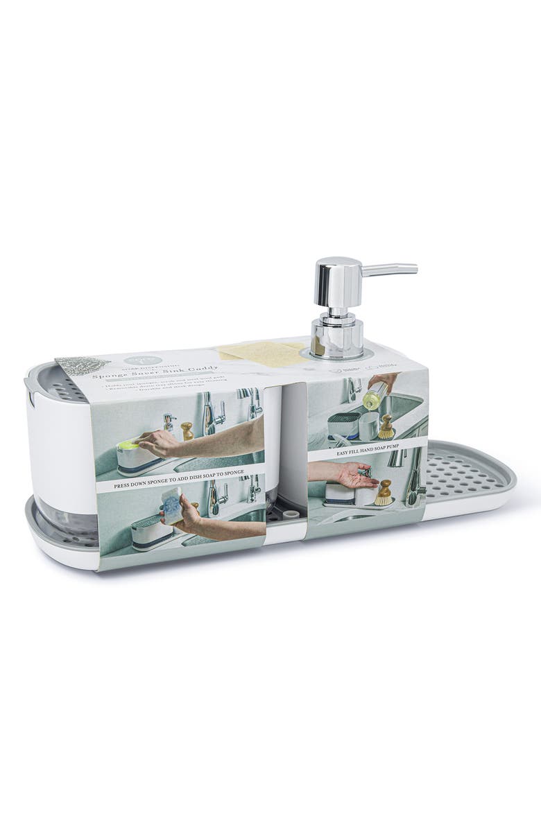 CORE KITCHEN Sponge Saver Sink Caddy, Alternate, color, White/ Grey
