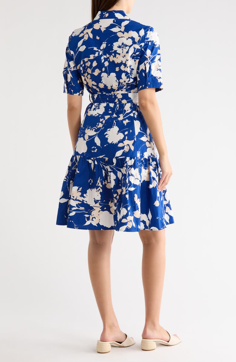 Calvin Klein Floral Short Sleeve Cotton Shirtdress, Alternate, color, Ultramarine Multi