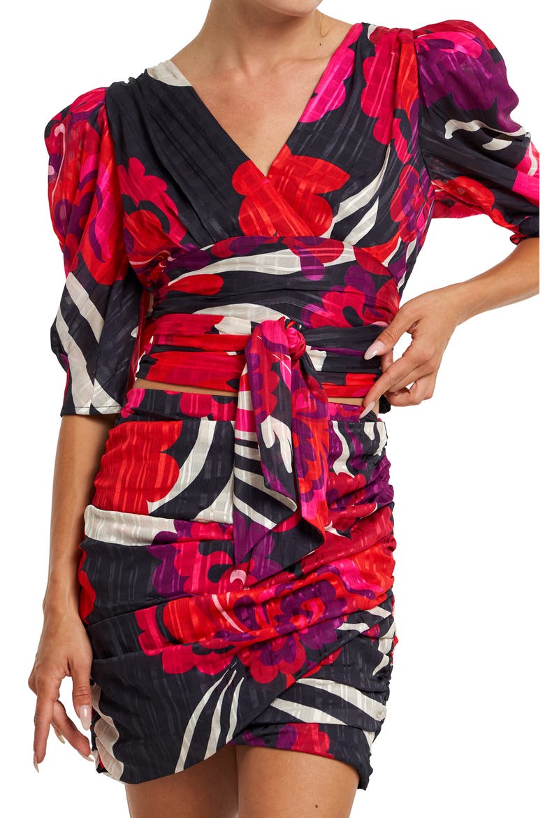 Farrah Floral Puffed Sleeve Top, Alternate, color, RED MULTI