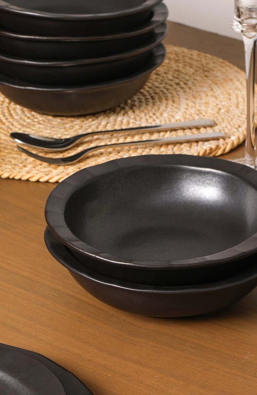 Stone Lain Oasis Stoneware 24-piece Dinnerware Set In Black