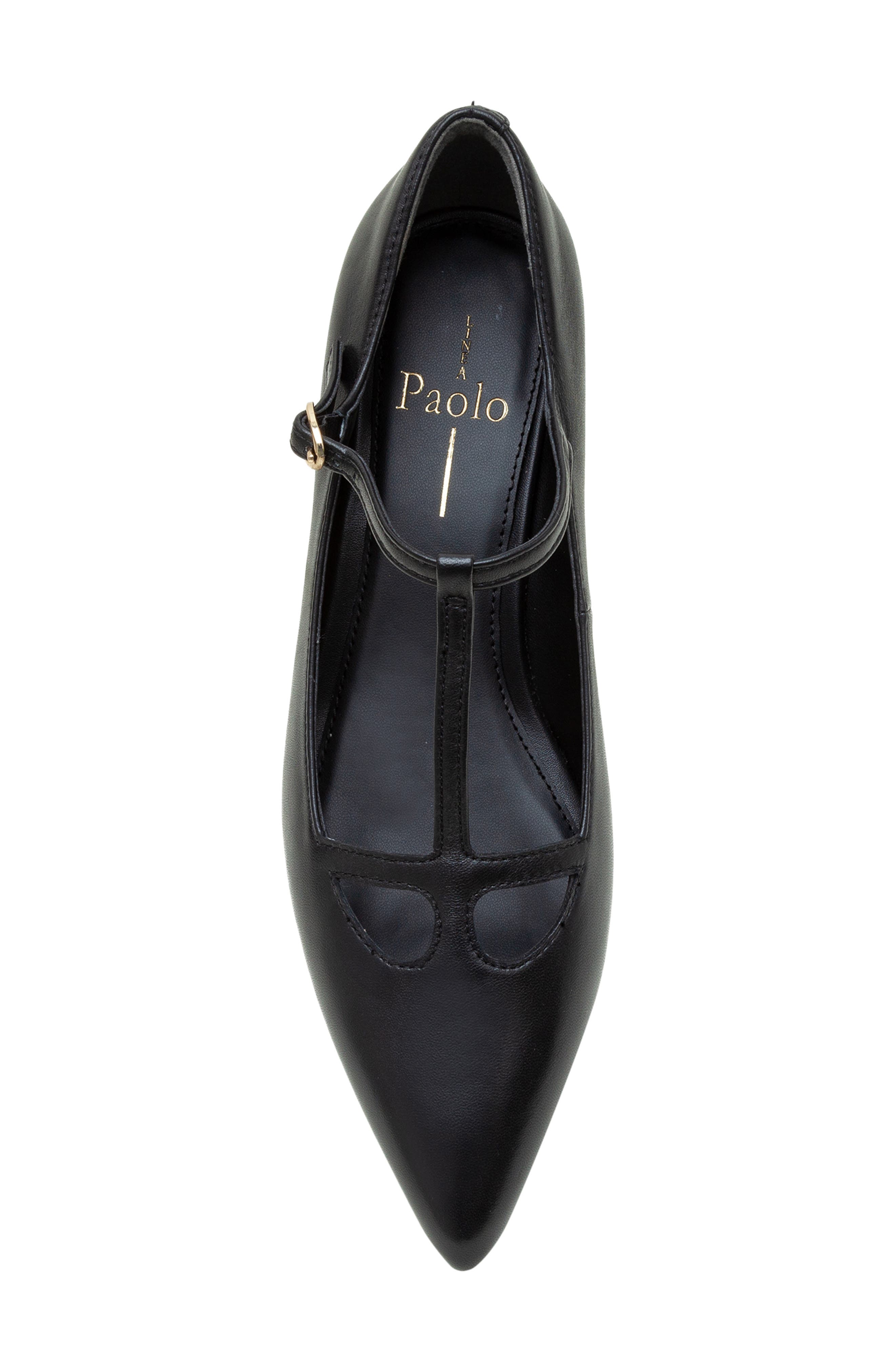 Linea Paolo Celia Pointed Toe T-Strap Pump, Alternate, color, Black