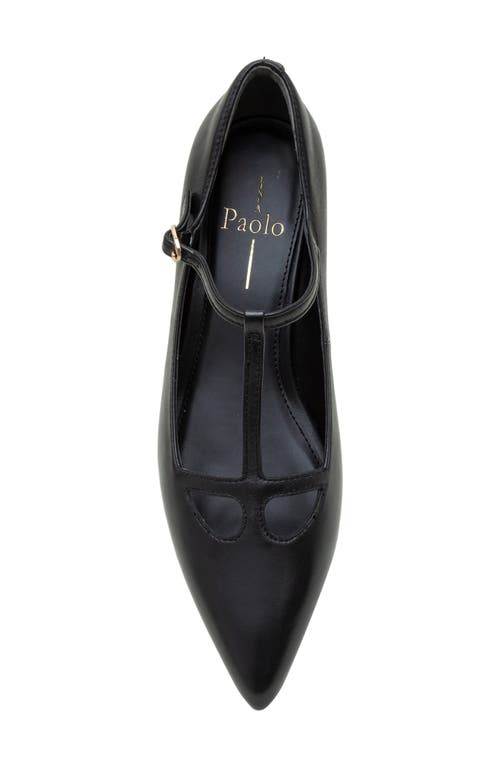 Linea Paolo Celia Pointed Toe T-strap Pump In Black