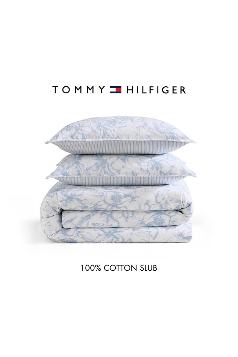 Ethereal Floral Cotton Slub Duvet Cover & Shams Set, Alternate, color, PASTEL BLUE