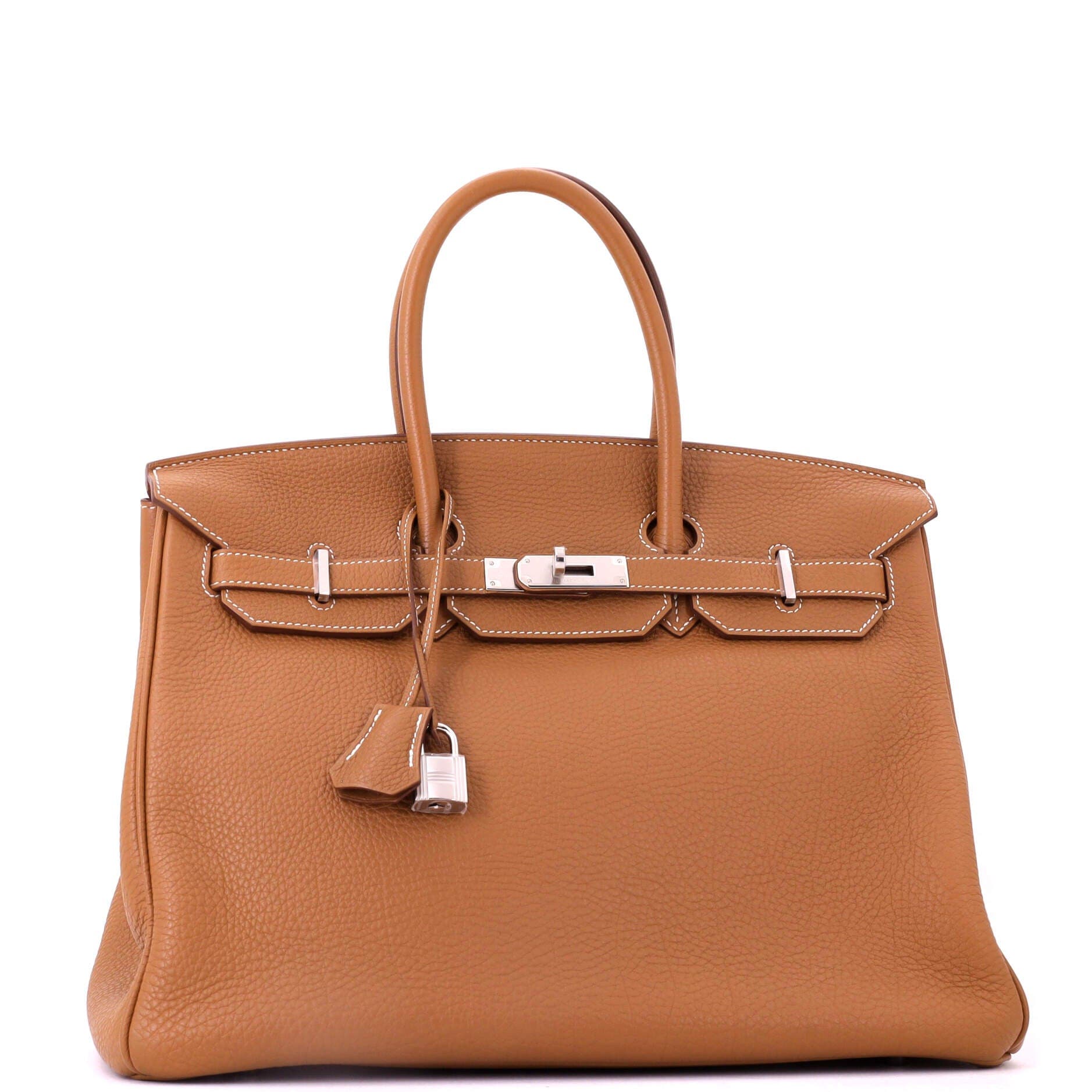 Birkin Handbag Brown Togo with Palladium Hardware 35, Alternate, color, Metallic Gold