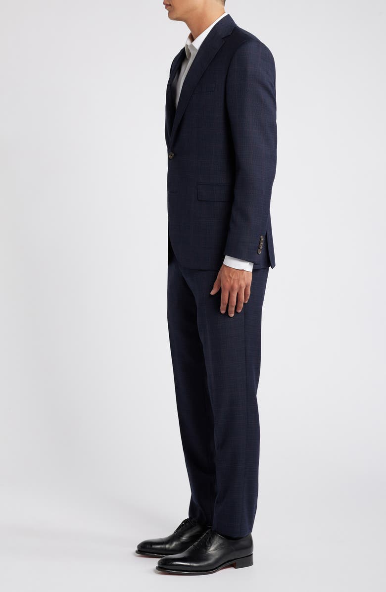 Jack Victor Esprit Contemporary Fit Tonal Deco Check Wool Suit, Alternate, color, Navy