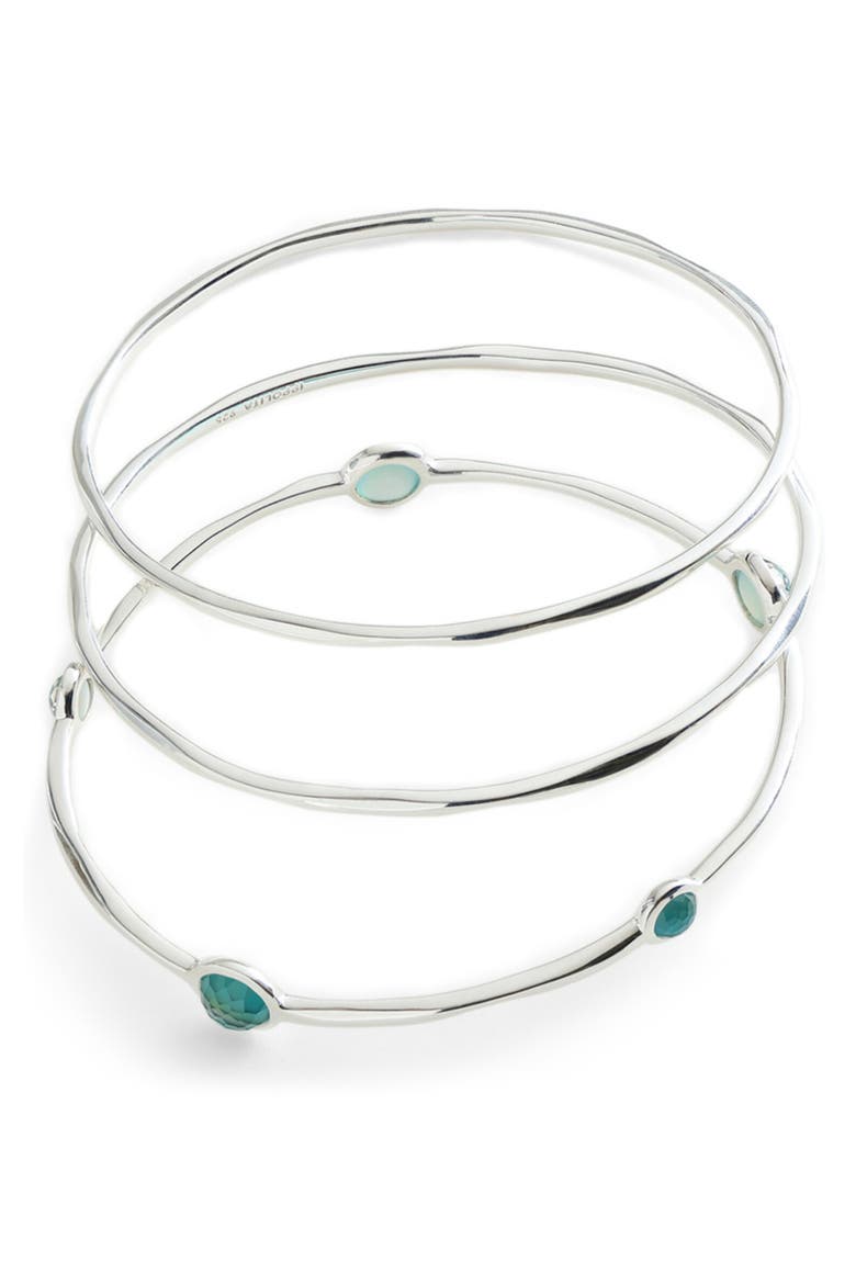 Wonderland Set of 3 Bangle Bracelets, Main, color, ROCK CRYSTAL MOP DENIM